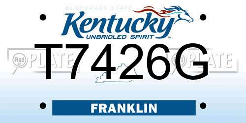 T7426G Kentucky License Plate