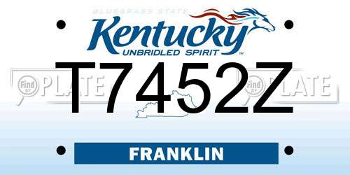 T7452Z Kentucky License Plate