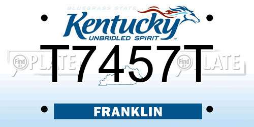 T7457T Kentucky License Plate