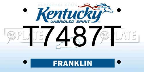 T7487T Kentucky License Plate