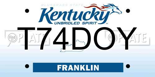 T74DOY Kentucky License Plate