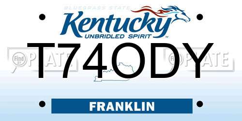T74ODY Kentucky License Plate