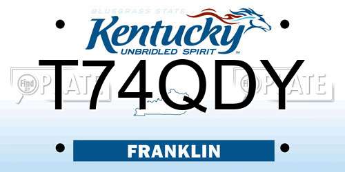 T74QDY Kentucky License Plate