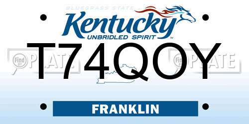 T74QOY Kentucky License Plate