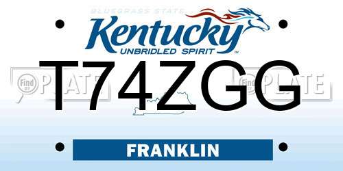 T74ZGG Kentucky License Plate