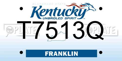 T7513Q Kentucky License Plate