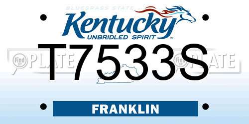T7533S Kentucky License Plate
