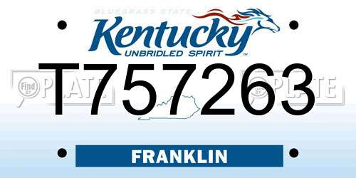 T757263 Kentucky License Plate