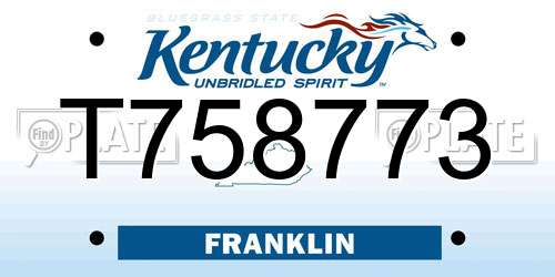 T758773 Kentucky License Plate