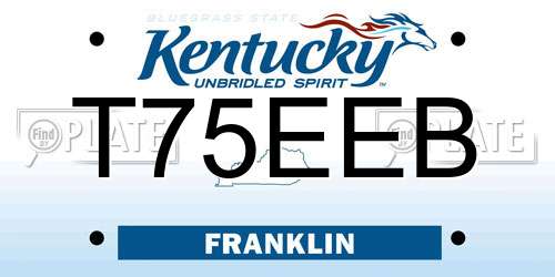 T75EEB Kentucky License Plate