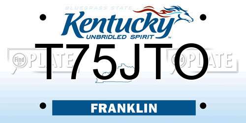 T75JTO Kentucky License Plate
