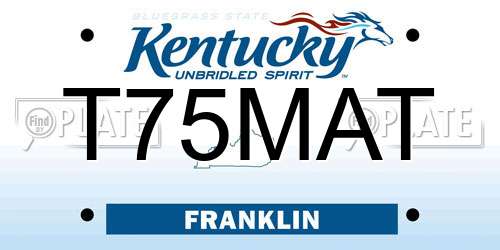 T75MAT Kentucky License Plate