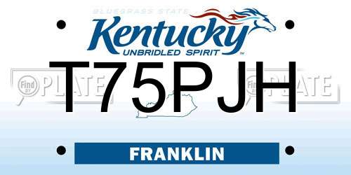 T75PJH Kentucky License Plate