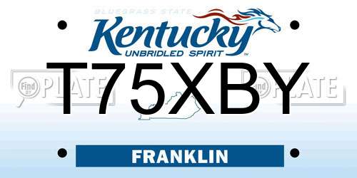 T75XBY Kentucky License Plate