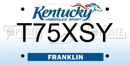 T75XSY Kentucky License Plate