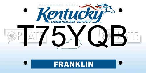 T75YQB Kentucky License Plate