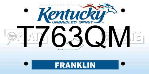 T763QM Kentucky License Plate