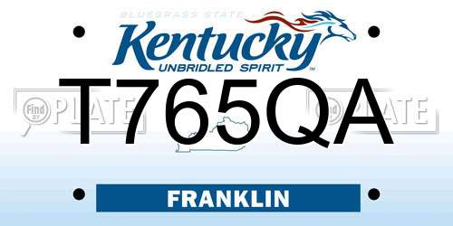 T765QA Kentucky License Plate
