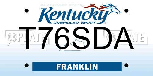 T76SDA Kentucky License Plate