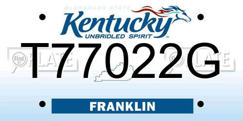 T77022G Kentucky License Plate