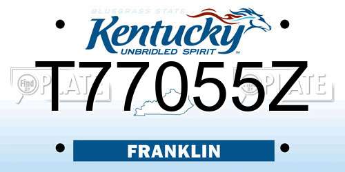 T77055Z Kentucky License Plate