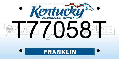 T77058T Kentucky License Plate