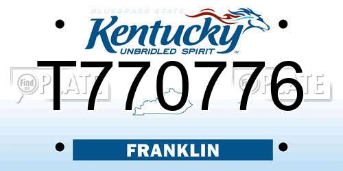 T770776 Kentucky License Plate