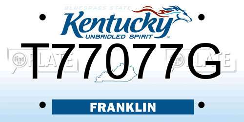 T77077G Kentucky License Plate