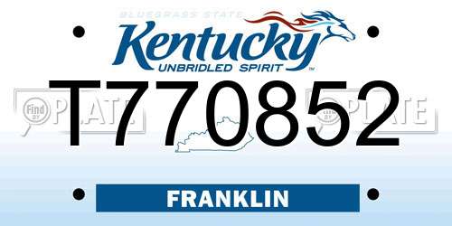 T770852 Kentucky License Plate