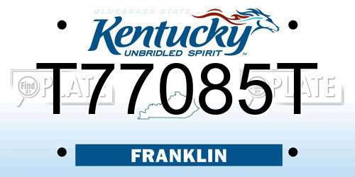 T77085T Kentucky License Plate