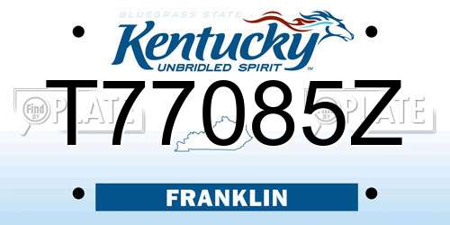T77085Z Kentucky License Plate