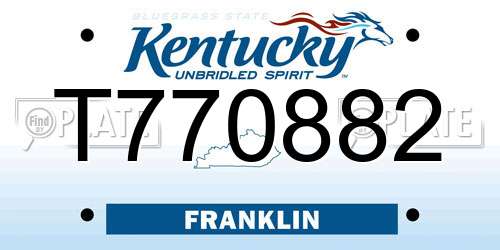 T770882 Kentucky License Plate