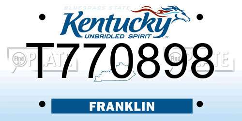 T770898 Kentucky License Plate