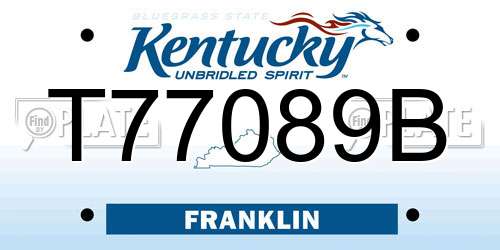 T77089B Kentucky License Plate
