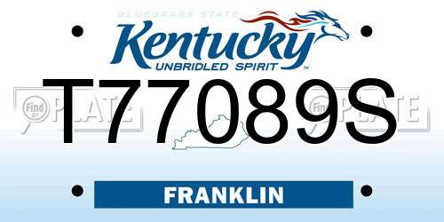 T77089S Kentucky License Plate