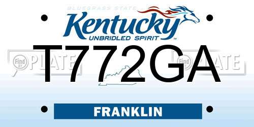 T772GA Kentucky License Plate