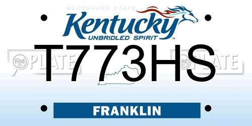 T773HS Kentucky License Plate