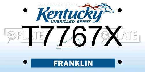 T7767X Kentucky License Plate