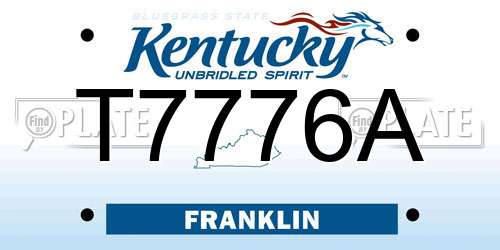 T7776A Kentucky License Plate