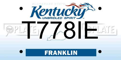 T778IE Kentucky License Plate