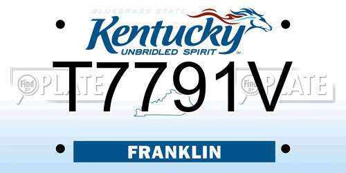 T7791V Kentucky License Plate