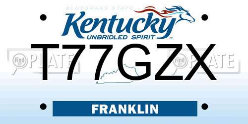 T77GZX Kentucky License Plate