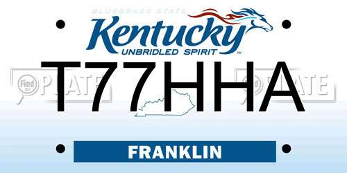 T77HHA Kentucky License Plate