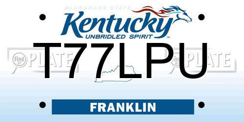T77LPU Kentucky License Plate