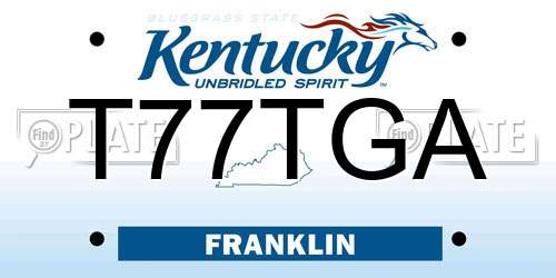 T77TGA Kentucky License Plate