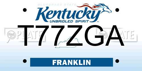 T77ZGA Kentucky License Plate