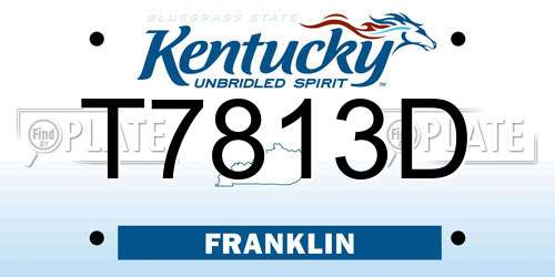 T7813D Kentucky License Plate