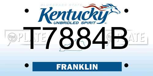 T7884B Kentucky License Plate