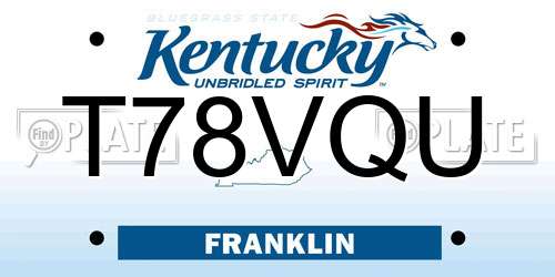T78VQU Kentucky License Plate