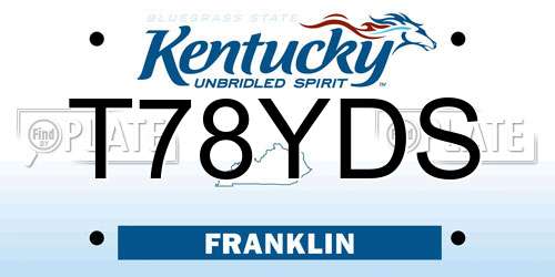 T78YDS Kentucky License Plate
